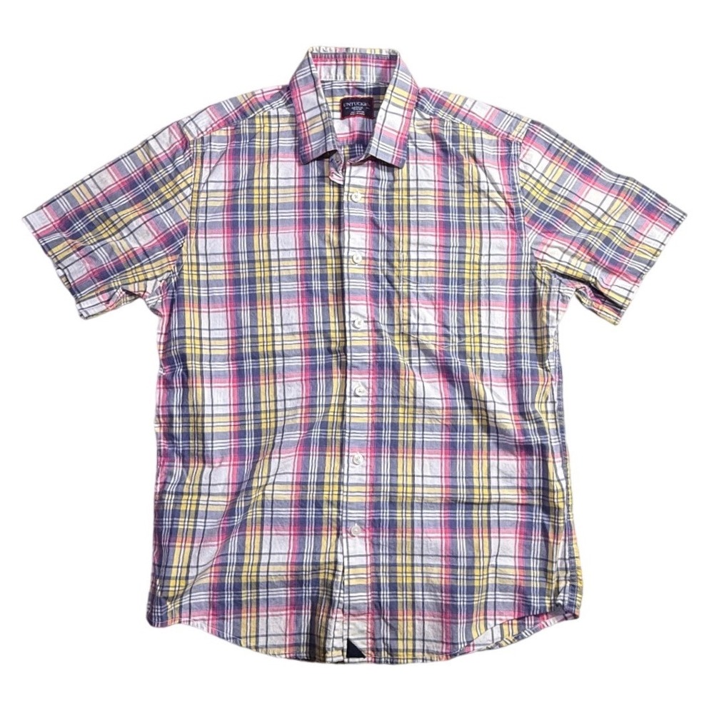 UNTUCKit Mens Slim Fit Short Sleeve Plaid Button Up Size Medium-2177‎